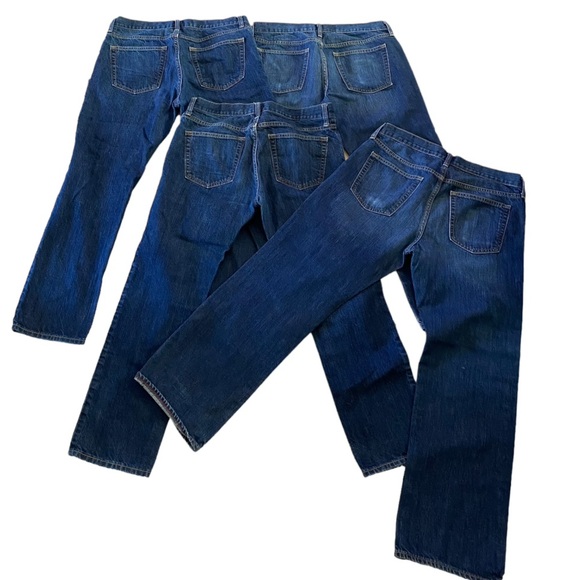 Old Navy Dark Denim Jeans Mens Sz 33x30 Straight Slim Bundle 100% Cotton - Picture 10 of 12